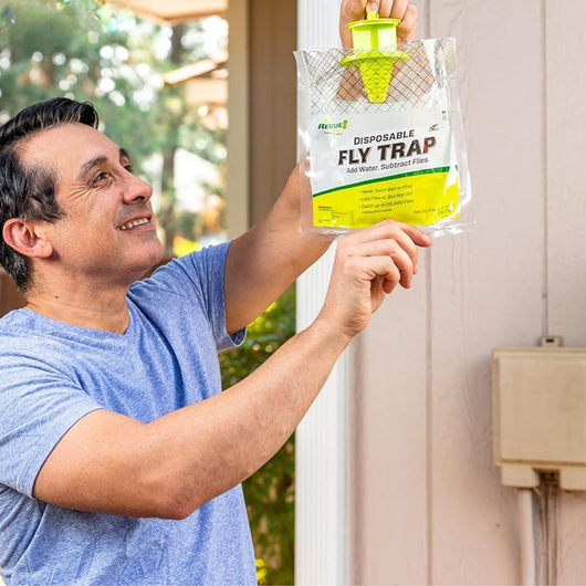 FlyDrop 3 Pack - Outdoor Disposable Hanging Fly Traps