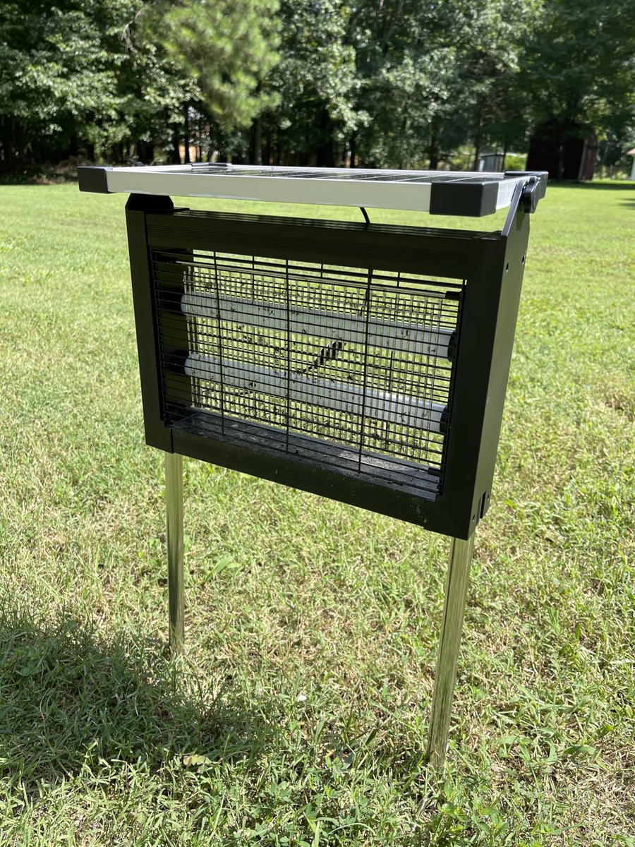 GroundGuard Sentinel staked in a backyard